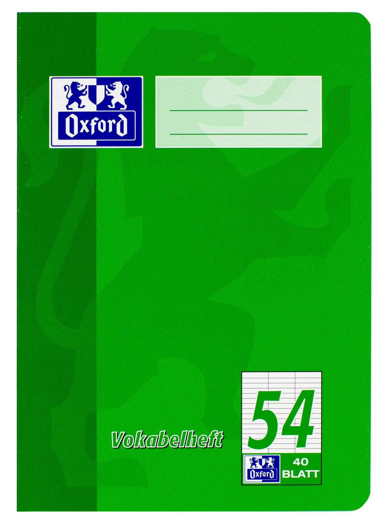 Oxford Vokabelheft, A4, Lin. 54 (3 Spalten), 40 Blatt, rot und grün, 10 Stück