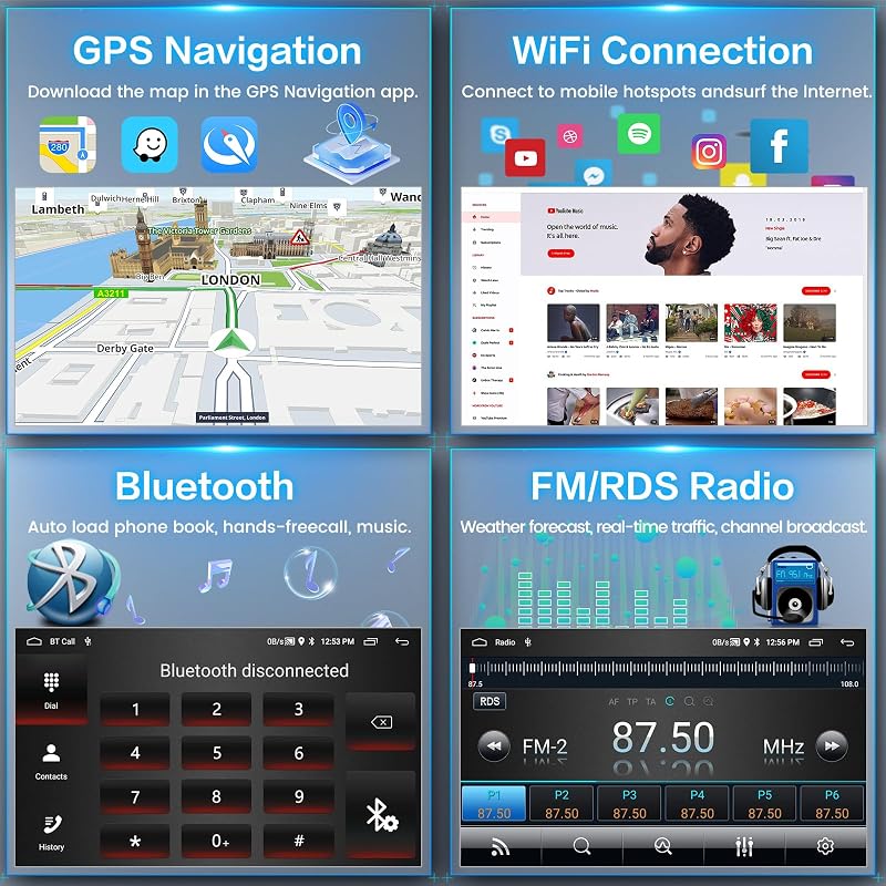 Inefala Android 15 Autórádió Renault Clio (2013-2018) - 10" Érintőképernyő, Vezeték Nélküli CarPlay, GPS Navigáció, WiFi, Bluetooth, 2GB+64G