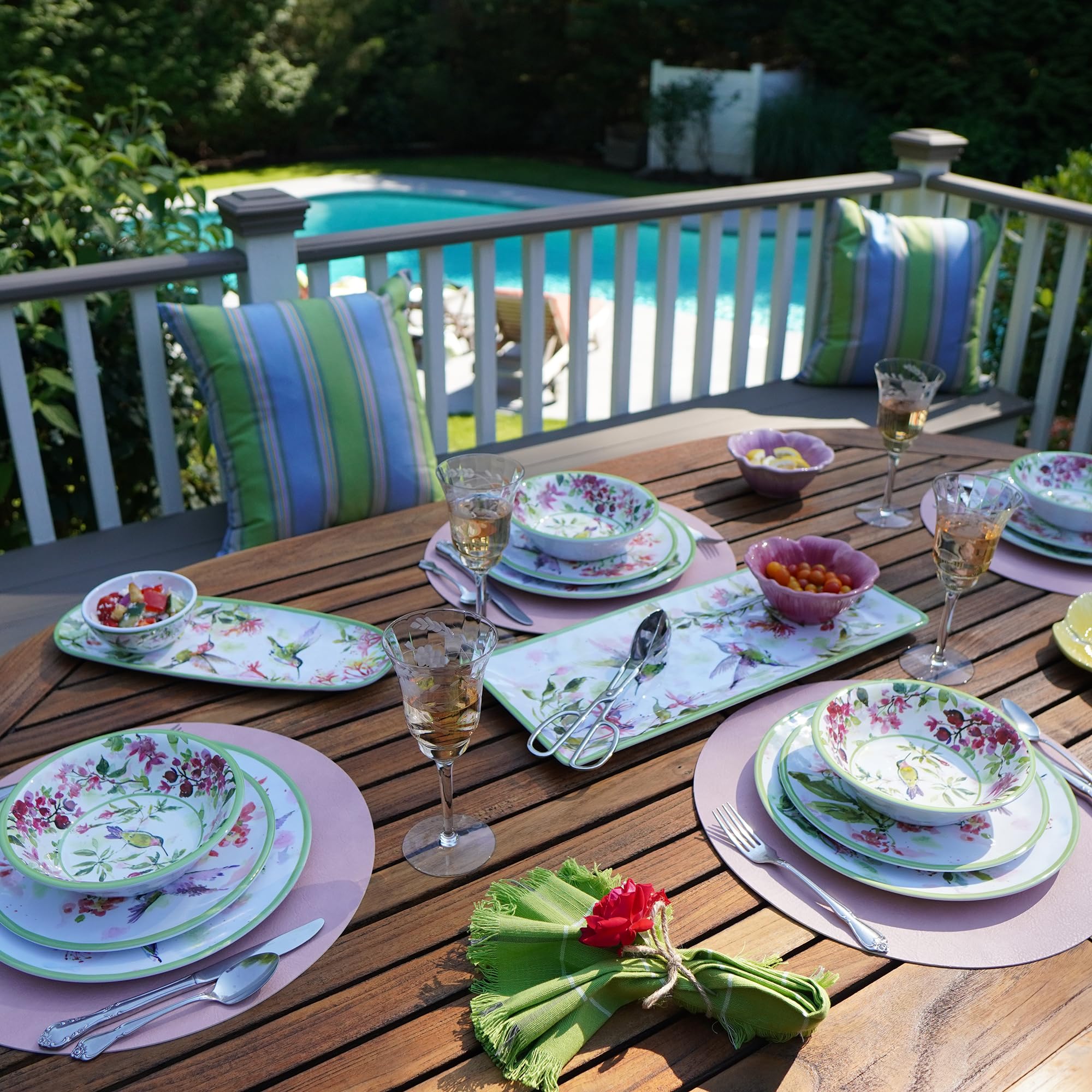 Amazon.com | Hummingbirds 12-Piece Melamine Dinnerware Set