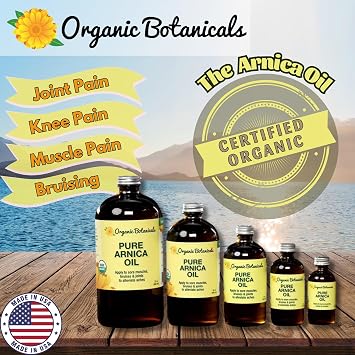 Arnica Oil - Pure Organic Muscle Discomfort Bottle - Arnica Montana Oil for Arthritis, Bruising & Swelling, Muscle, Joint Discomfort, and Sports Injuries, Arnica Massage Oil (8 oz)