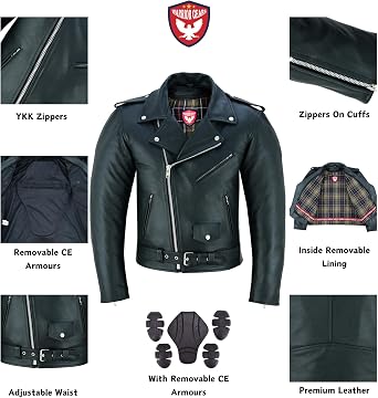 Original Leather Motorcycle Jacket for Men CE Armors