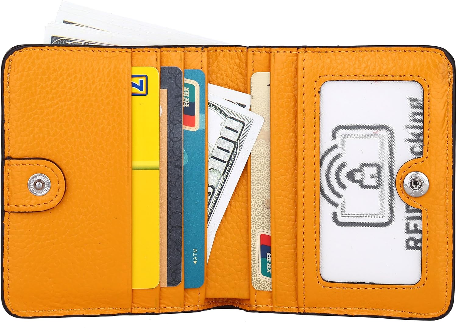 RFID Blocking Wallet Women's Small Compact Bifold Leather Purse Front Pocket Mini Wallet