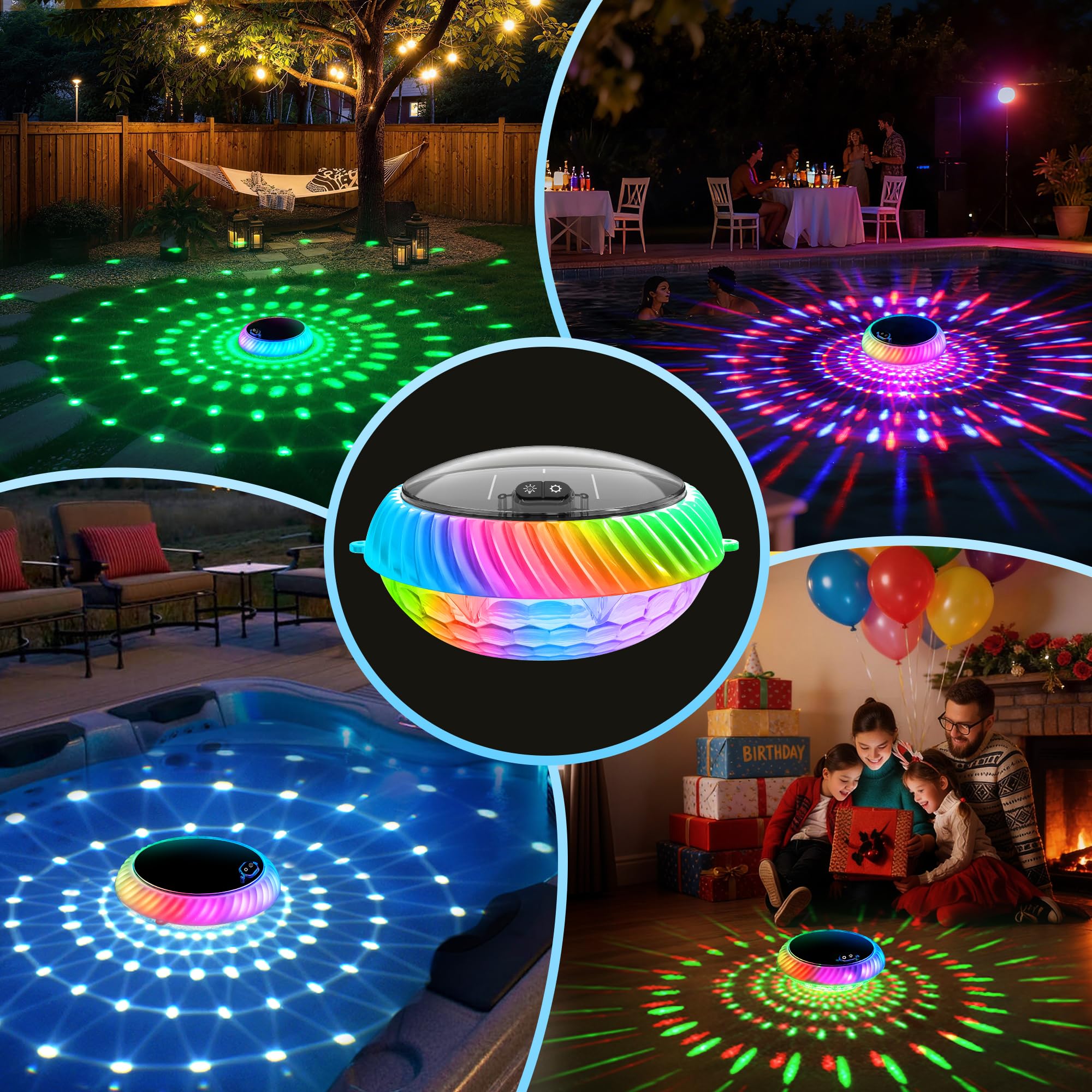AearKing Luces Flotantes Piscina Solares, Luces para Piscina con RGB Cambio de Color, Luz Flotante Piscina con Iluminación Dinámicos, IP68 Impermeables Luz Solar Flotante Piscina Jardín - 1 Pieza