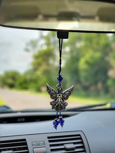 Miniatura 3 de LUCKBOOSTIUM Hermoso ángel con cristal azul y adorno colgante de mal de ojo, dijes de buena suerte, llaves del hogar, bolso, bolsos y accesorios