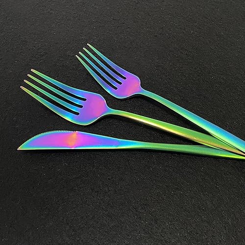 Miniatura 5 de Juego de cubiertos color champán, 30 piezas de cubiertos de acero inoxidable con acabado satinado para 6, incluye tenedor y cuchara cuchillo,