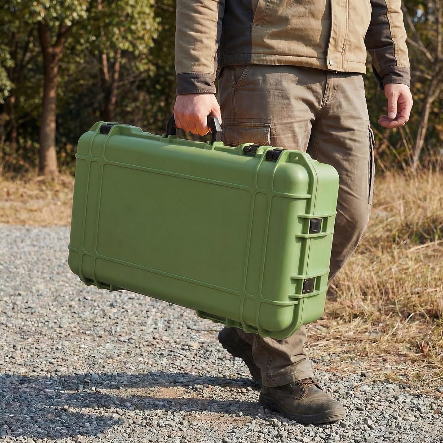 1 Pcs 22.4 x 16.1 x 10.2 Inch Waterproof Hard Case with DIY Customizable Foam Insert Portable Protective Case with Knife for Camera Drones Equipments Tools Test Instruments (Green)