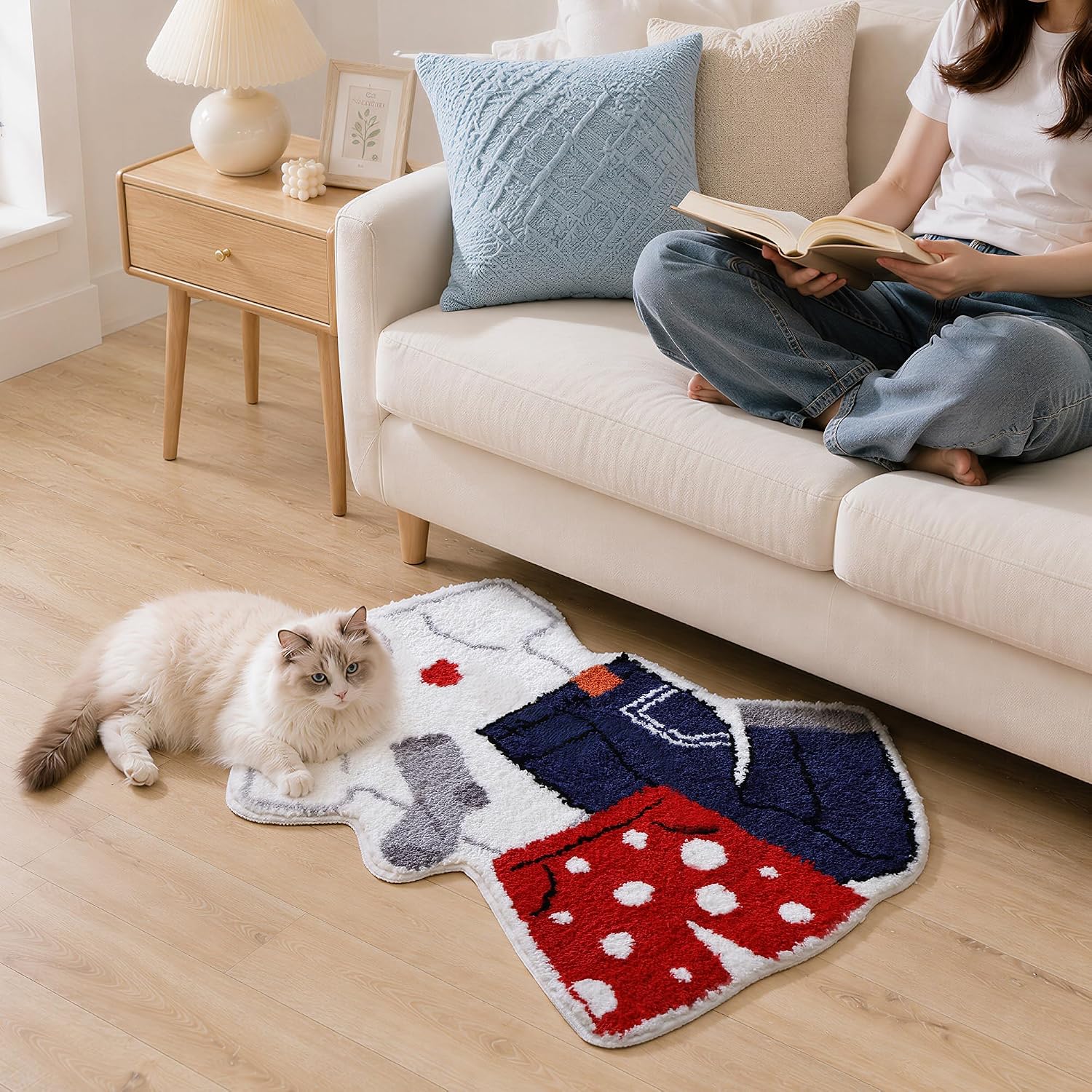 TRUEDAYS Cute Bath Mat - Bathroom Rugs with Laundry Clothes Design, Fun Bath Mat Whimsical Bathroom Decor for Bath Tub, Sink, Dorm