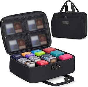 Rexmica MTG Card Deck Bag Holder Compatible with Magic The Gathering Cards, Cards Against Humanity and Other Card Games, Playing Card Carrying Case Storage Box with Combination Lock, Black