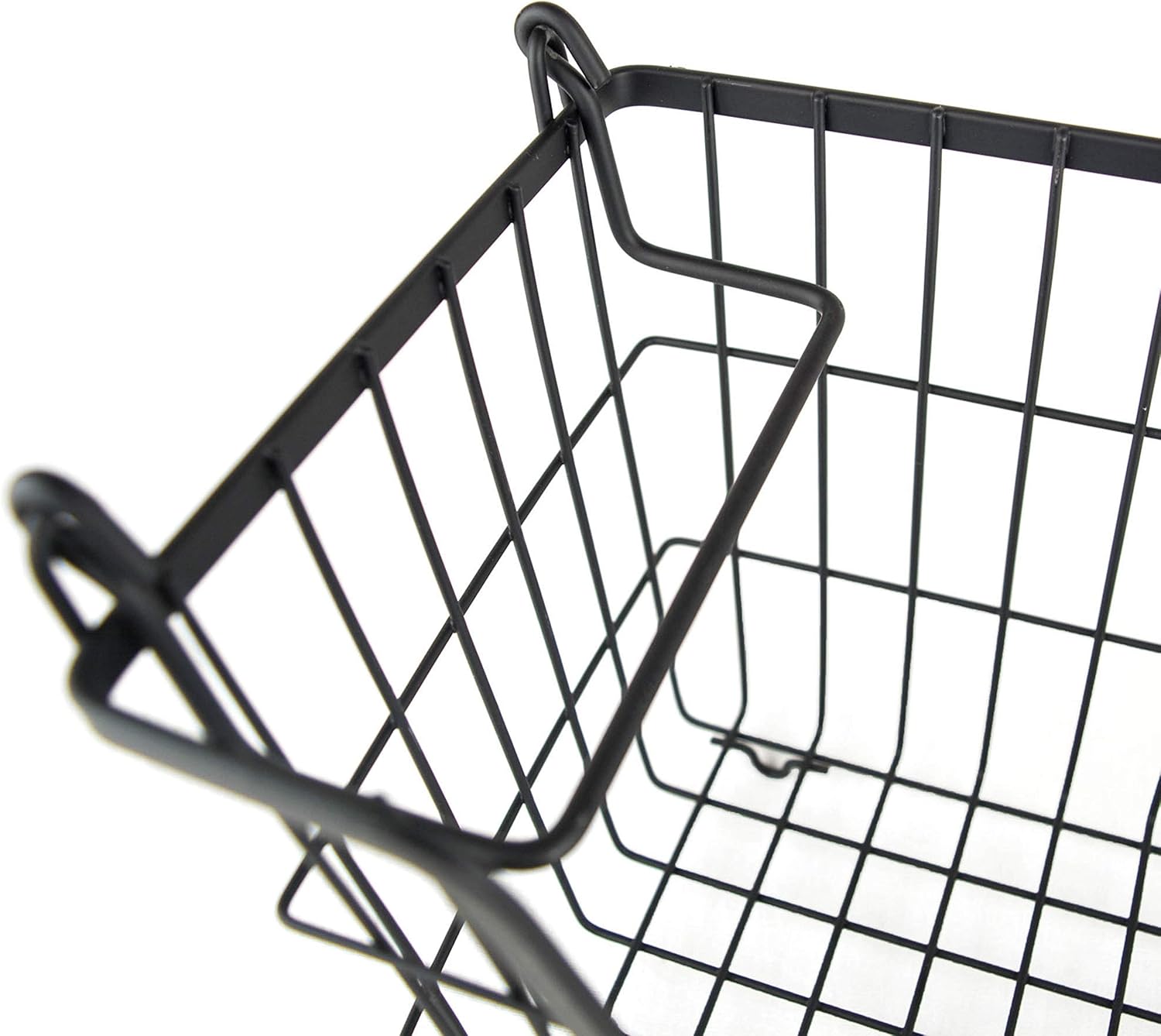 DII Metal Wire Mesh Stackable Utility Storage Bin, Small Rectangle, 13x6x7", Black