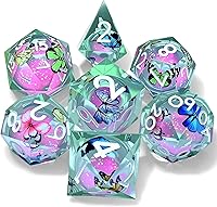Vista 17 de Resin Cat Head DND Dice, Sharp Edge Dungeons and Dragons Polyhedron Game Dice Set for Role Playing Games RPG Explorer Magic, Holiday Birthday Gifts