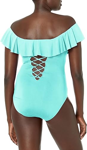 Miniatura 2 de La Blanca Traje de baño de una pieza para mujer con hombros descubiertos y volantes Island Goddess