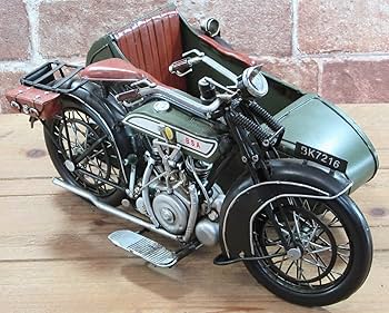 Amazon | ブリキのおもちゃ レトロバイク・サイドカー・グリーン3