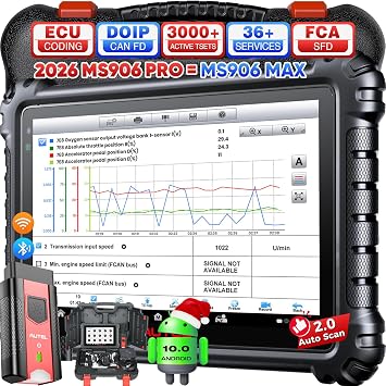 Autel MaxiSYS MS906 PRO Scanner, 2026 MS906PRO V2.0 Same as MS906 MAX, 3K+ Bidirectional Diagnostic Scan Tool, Top ECU Function Up of MP900BT MS906BT MS908 MK908, CAN FD DoIP, 36+ Reset, Auto Scan 2.0