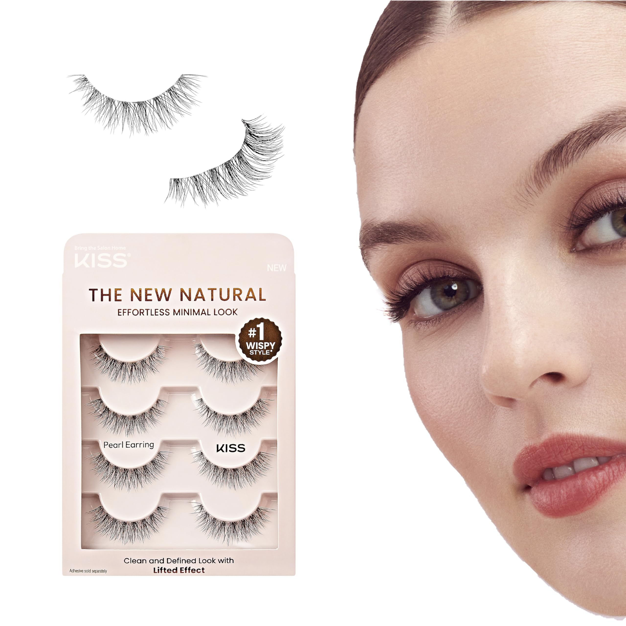 KISS The New Natural, False Eyelashes, 'Freckles', 12 mm, Includes 1 pair of lash, Contact Lens Friendly, Easy to Apply, Reusable Strip Lashes