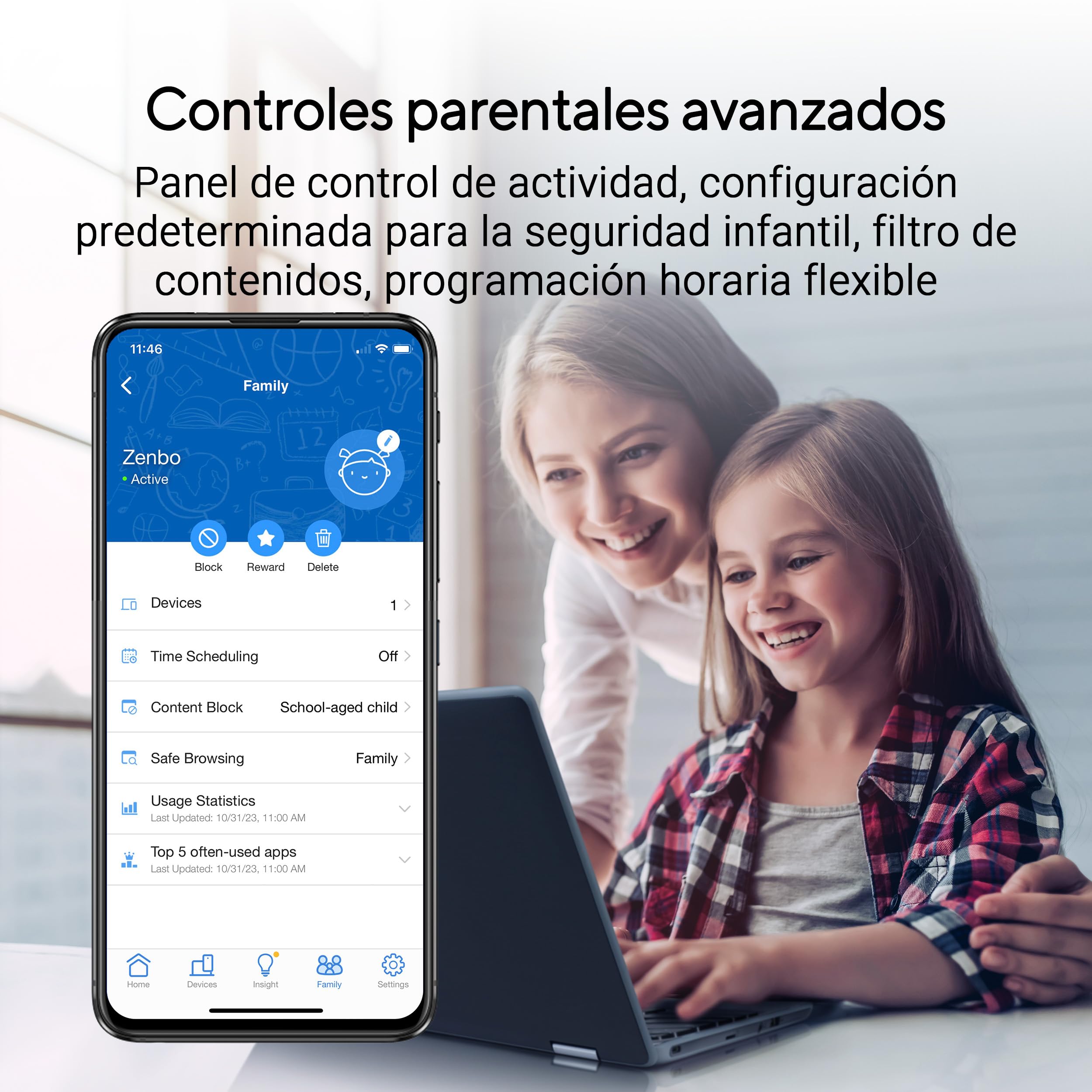 ASUS RT-BE90U - Router AiMesh BE9400 WiFi 7 de Triple Banda | 320 MHz, 4K-QAM, MLO, Cuatro Puertos de 2,5 G, Seguridad de Red de Nivel Profesional y Controlador de Hogar Inteligente