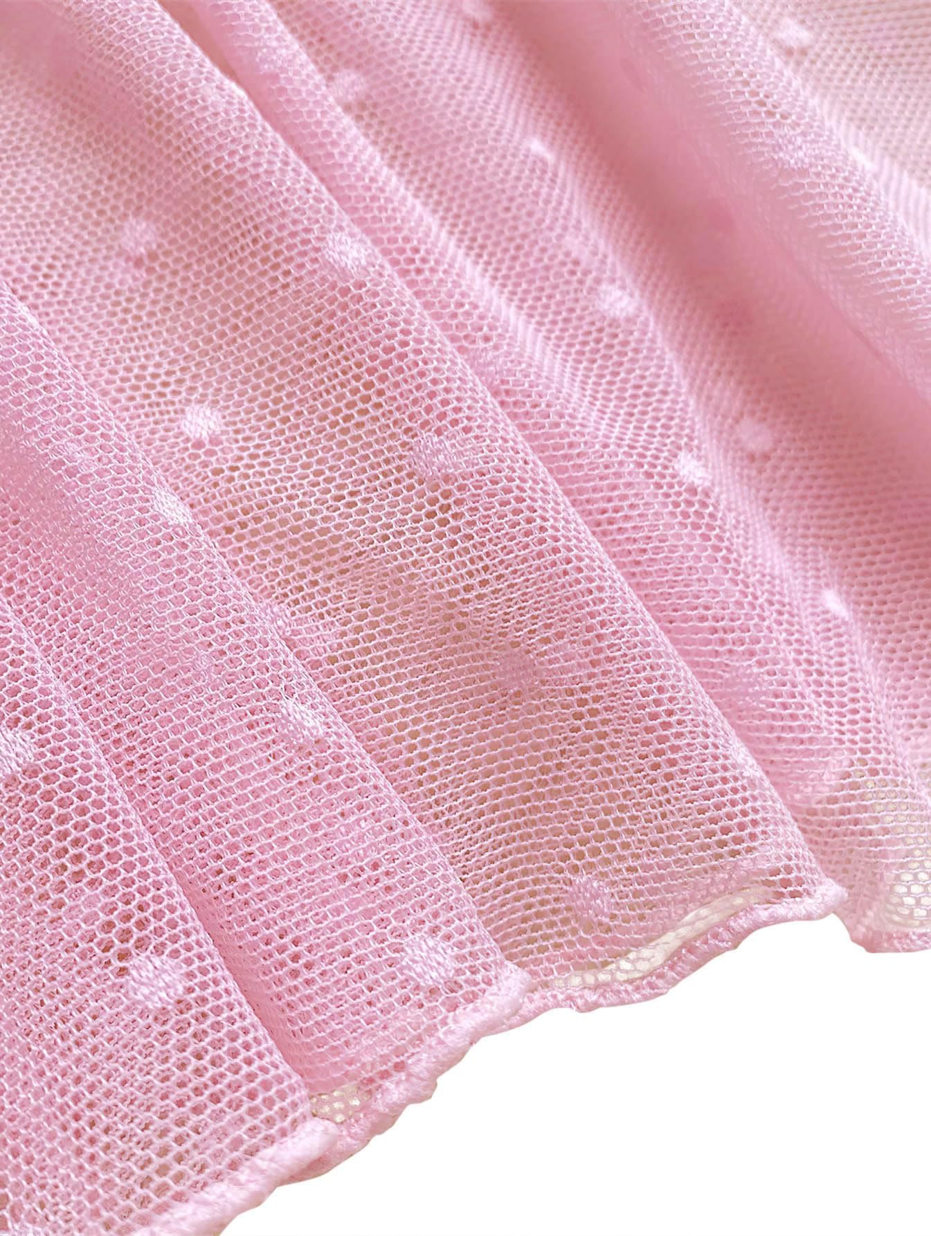 Lilosy Sexy Polka Dots Mesh Sheer Lace Babydoll Chemise Lingerie Set Floral Lace Nightwear