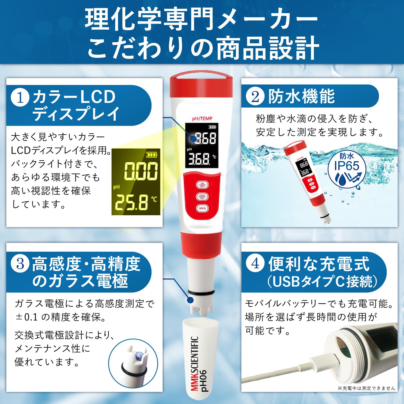 Amazon | MMK SCIENTIFIC【日本メーカー】2in1デジタルpHメーター pH06
