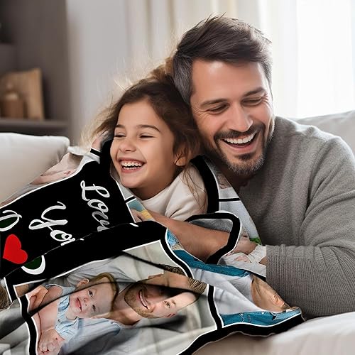 Vista 46 de Regalos personalizados para el día del padre, cumpleaños para papá de hija, esposa, hijo, regalos personalizados para el día del padre, manta con S1