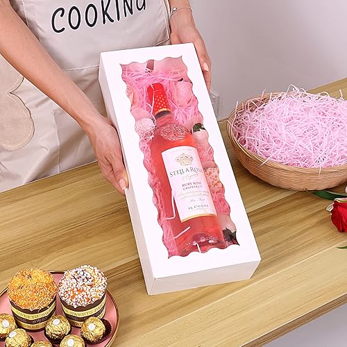 Miniatura 4 de Paquete de 30 cajas de panadería con ventana de 16 x 6.5 x 3 pulgadas, cajas de galletas, cajas largas autoemergentes para galletas, fresas (blanco)