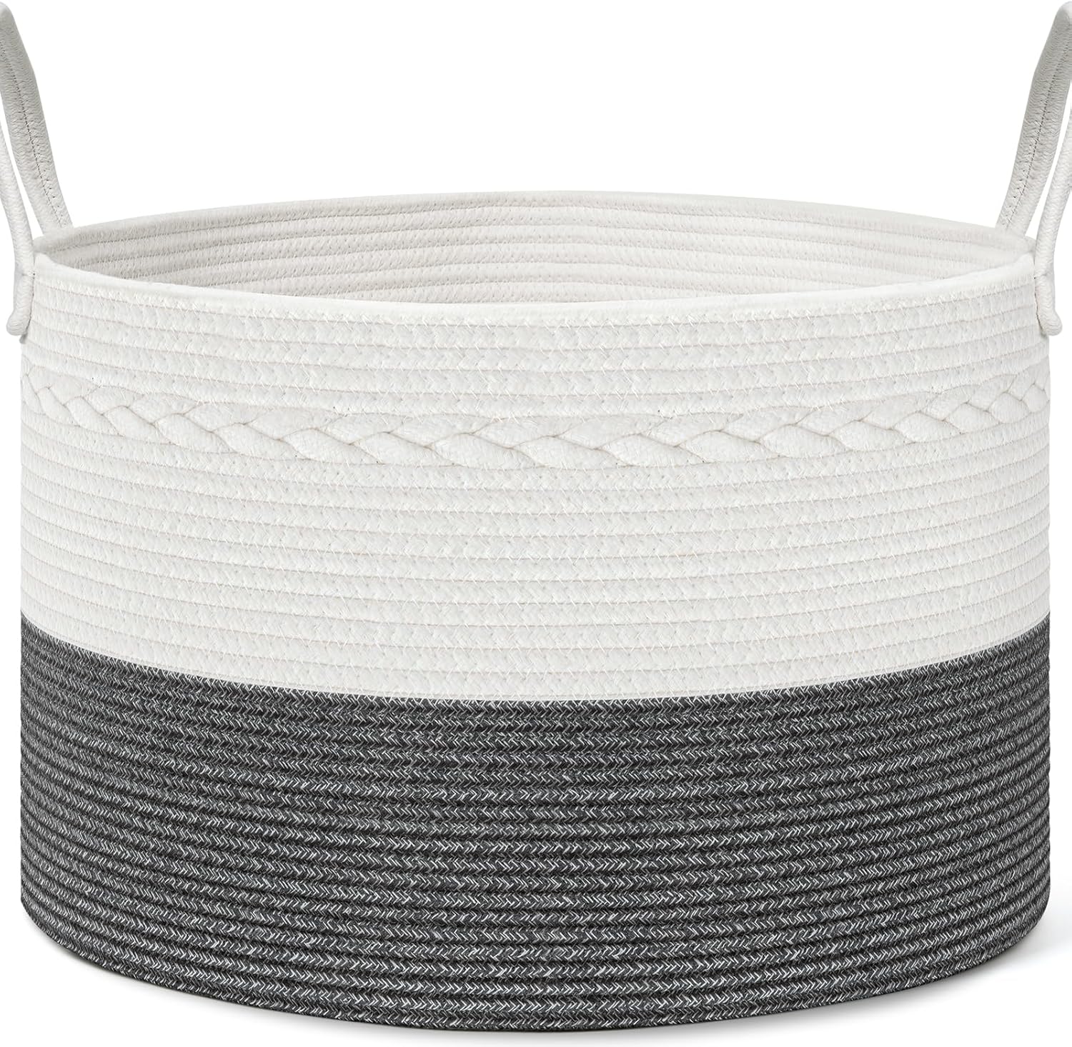 Large Basket for Blankets, Toy Baskets Storage Kids 22" x 14" Woven Basket with Handles, Rope Baskets for Storage, Throw Blanket Storage for Living Room Nursery Bedroom Laundry