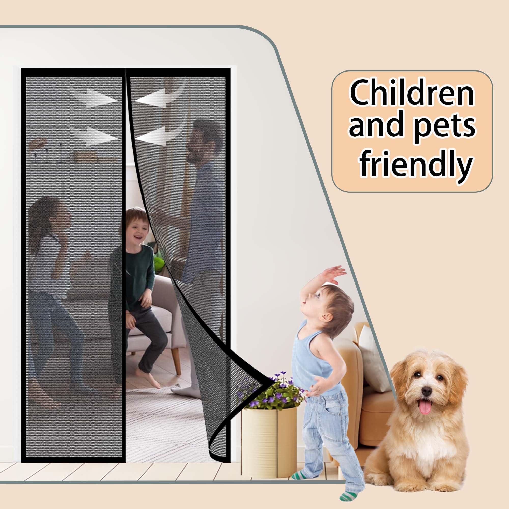 Magnetica per Zanzariera 106 x 243 cm Bianca Zanzariere Porte Chiusura Automatica, Facile da Installare per Porta Finestra Balcone Soggiorno, Nero
