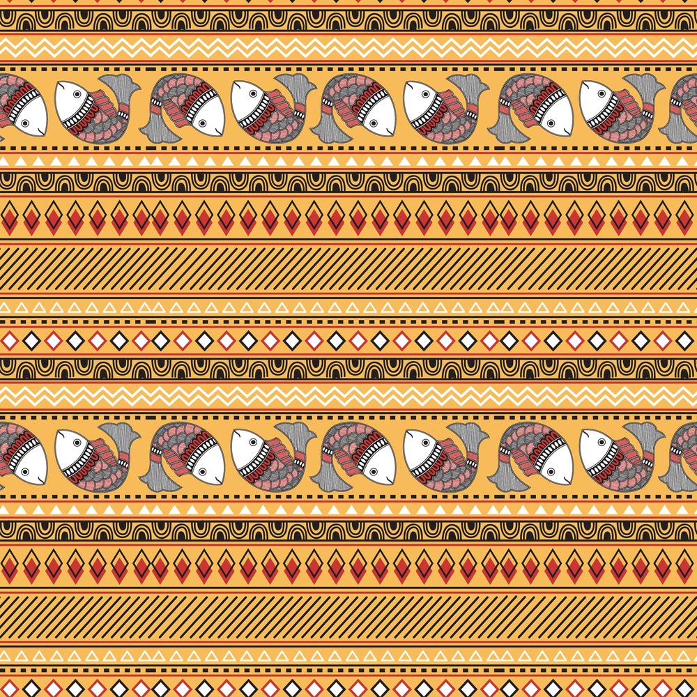 Color Solution Madhubani penting Floral Wallpaper Wall Sticker for Home Décor, Living Room, Bedroom, Hall, Kids Room, Play Room(Self Adhesive Vinyl, Water Proof) B010 (128 X 16 INCH)