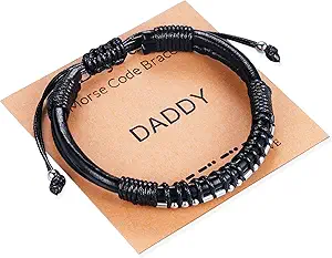 Inspirational Gifts for Men Morse Code Bracelets Mens Bracelets Graduation Gifts for Him Fathers Day Adjustable Leather Bracelet Motivational Birthday Annivesary Jewelry Stocking Stuffers for Men