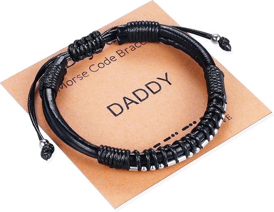 Inspirational Gifts for Men Morse Code Bracelets Mens Bracelets Graduation Gifts for Him Fathers Day Adjustable Leather Bracelet Motivational Birthday Annivesary Jewelry Stocking Stuffers for Men