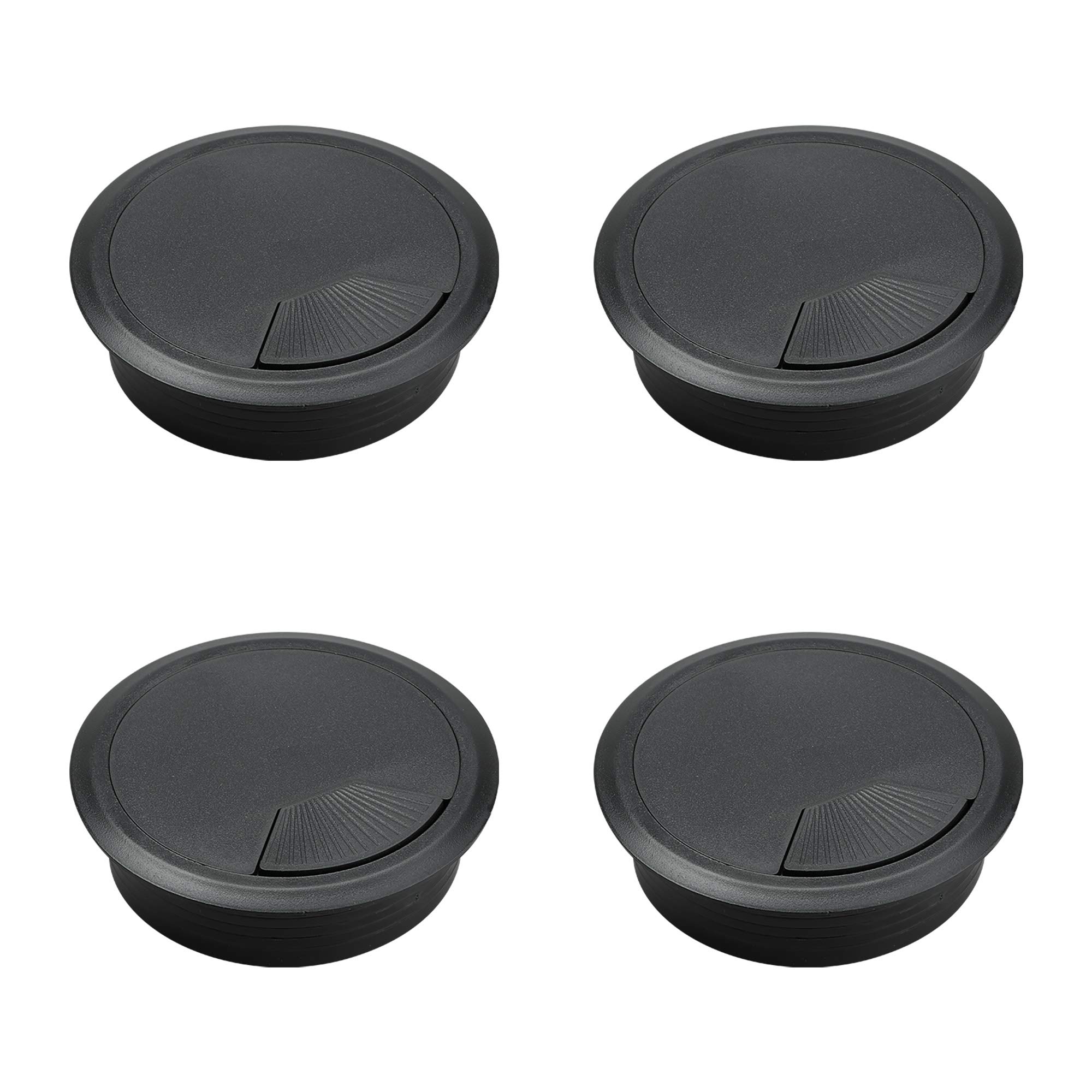 Cable Grommet 80mm Black Outlet Desk Tidy Insert Plastic Cable Organiser Set Of 4 from B&Q
