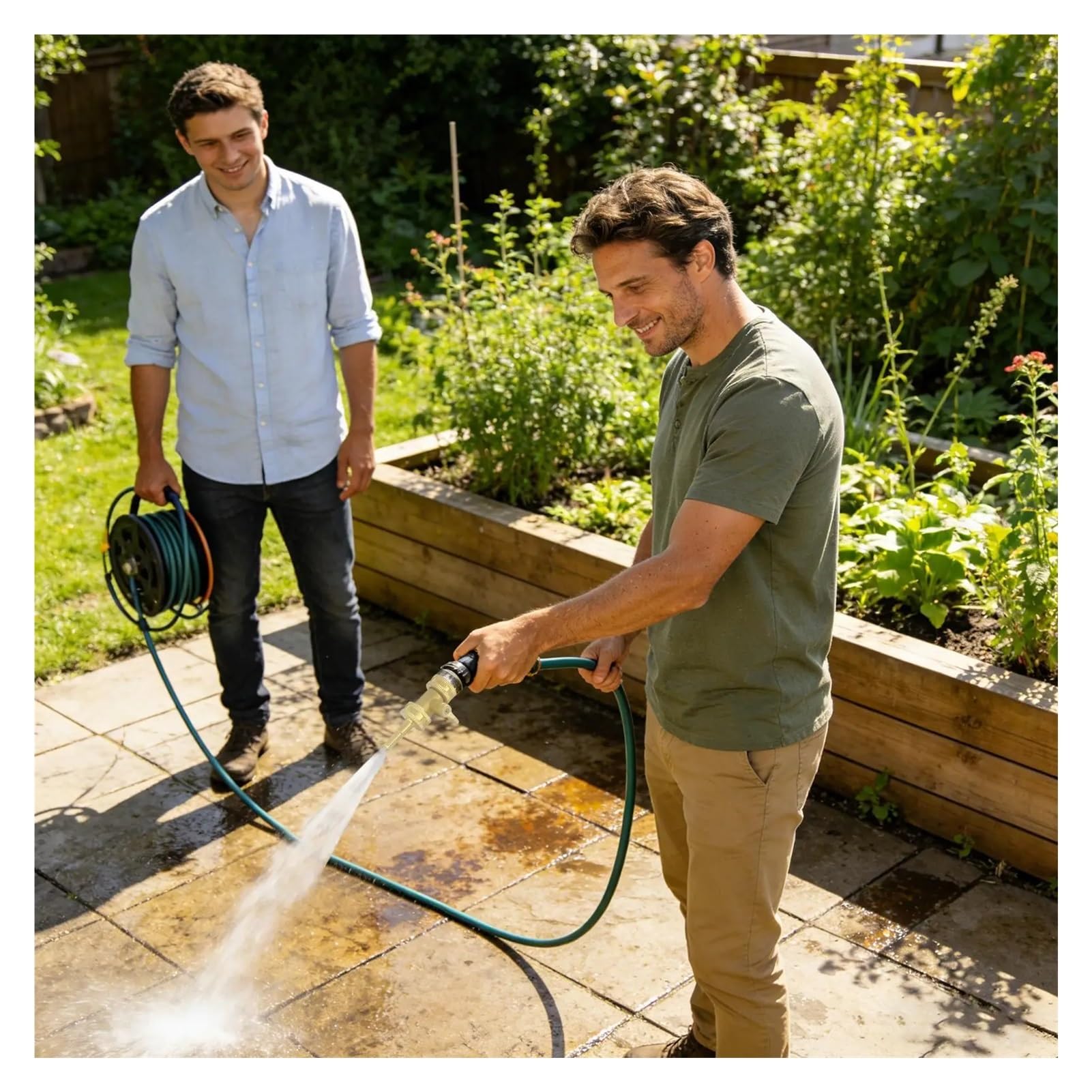 Lot de 2 raccords de tuyau d'arrosage en laiton avec valve – Pulvérisateur haute pression pour tuyau d'arrosage