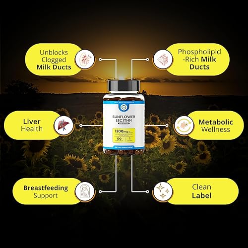 Miniatura 2 de Cápsulas blandas de lecitina de girasol – Desbloquea obstrucciones, mejora el flujo de leche para madres que amamantan – Ricas en ácidos grasos y