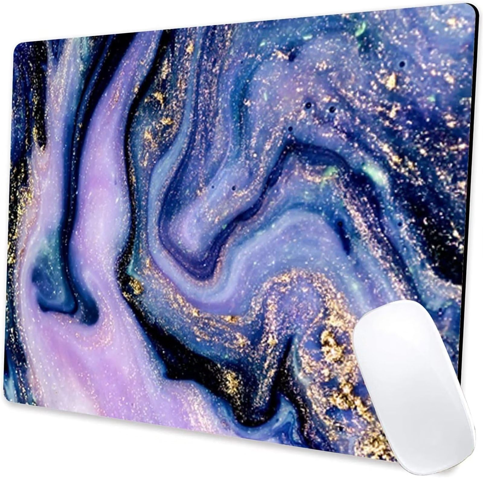 Piccolo Tappetino per Mouse 200x240x2mm Mini Tappetino per Mouse con Bordi Cuciti Portatile e Lavabile per Computer Portatile Senza Fili Casa Ufficio Viaggi (Marmo Viola