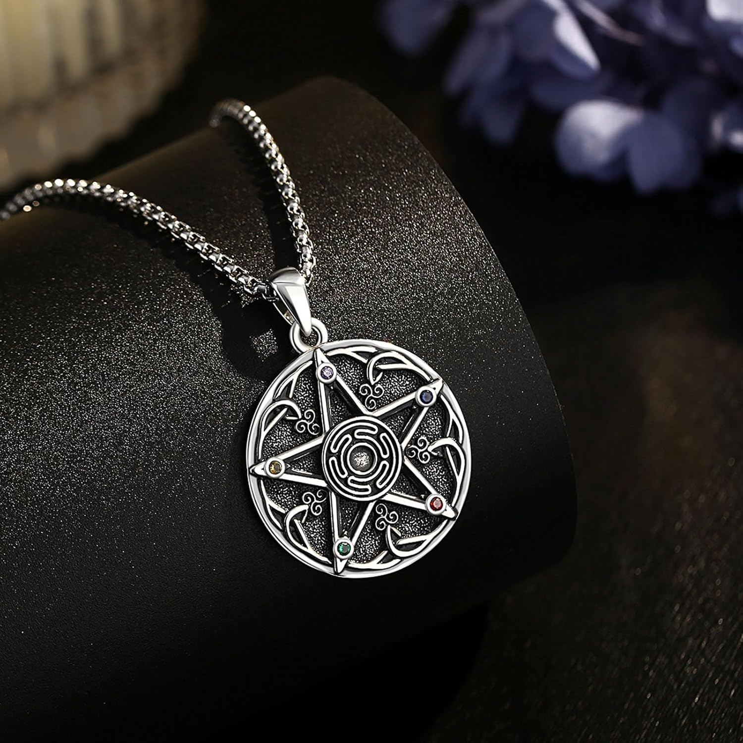 CELESTIA Hecate Necklace for Women 925 Sterling Silver Triple Moon Pendant Hekate Necklace Wiccan Witchy Necklaces - Image 2