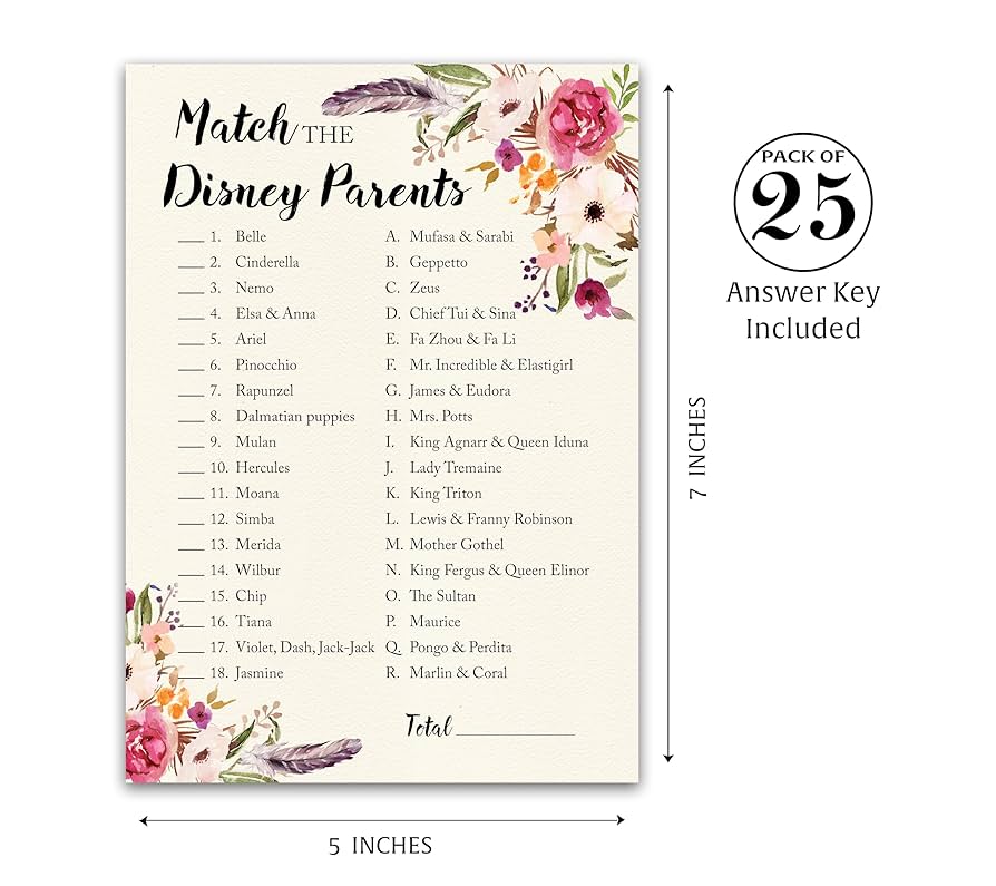 amazon-com-inscape-creations-boho-baby-shower-games-cartoon-parent-match-pack-of-25-girl-bohemian-pink-floral-match-famous-parents-fun-baby-shower-activity-star-kids-match-game-g400-dpm for Free Printable Disney Bridal Shower Games Amazon.com: Inscape Creations BOHO Baby Shower Games CARTOON PARENT MATCH — Pack of 25 — GIRL Bohemian Pink Floral, Match Famous Parents Fun Baby Shower Activity, Star Kids Match Game G400-DPM : for Free Printable Disney Bridal Shower Games