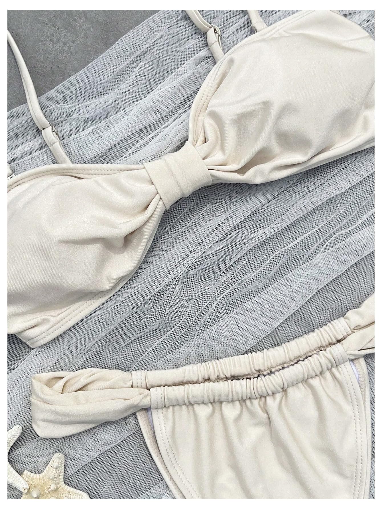 Damskie Dwuczęściowe Bezczelne Zestawy Bikini Bez Ramiączek Głęboko Wycięte Stringi Stringi Stroje Kąpielowe Stroje Kąpielowe Apricot Small