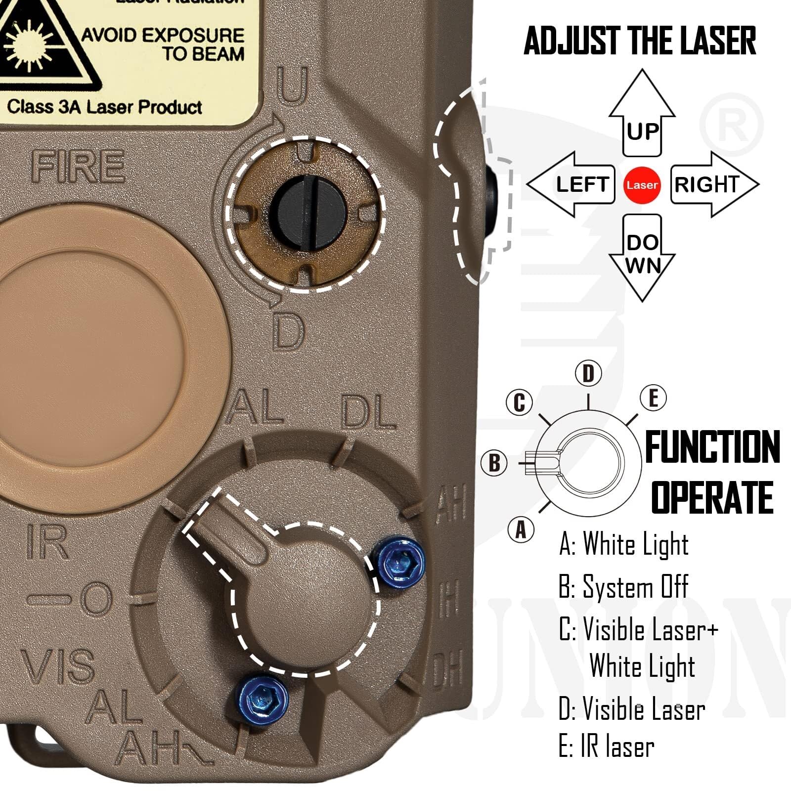 Airsoft PEQ-15 IR Laser + Visible Red Laser + White LED Flashlight (Black)