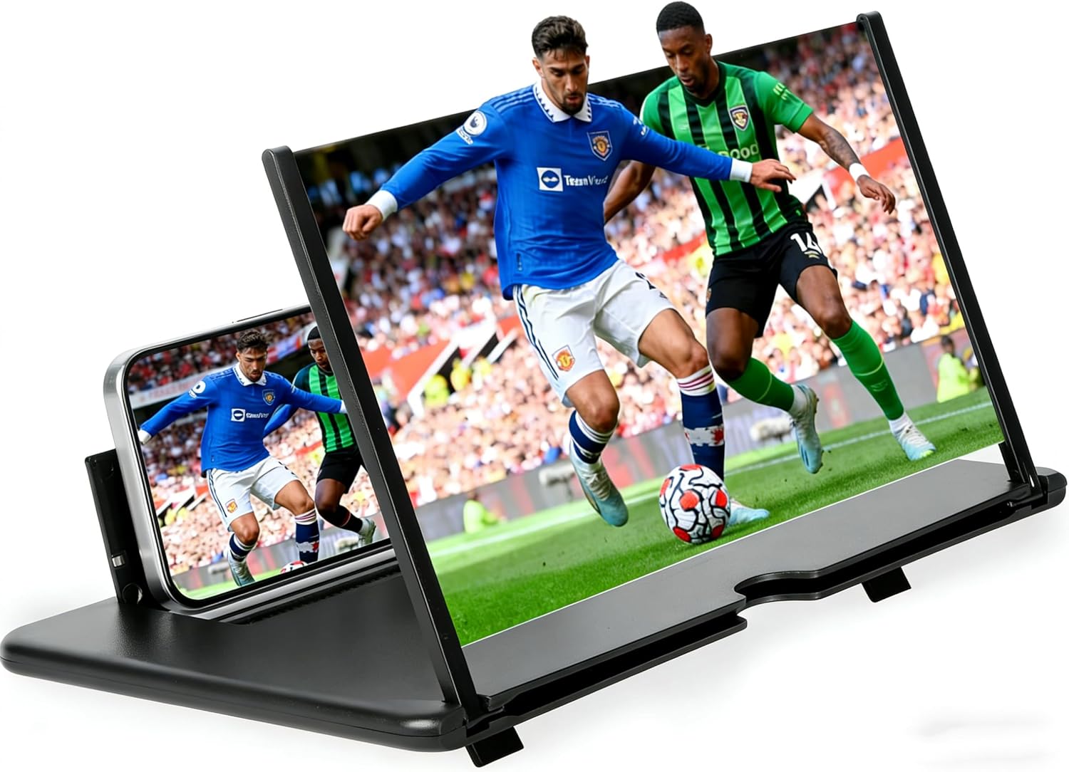 16 Inch Phone Magnifier Screen, 3D HD Magnifying Projector Screen Enlarger for Movies, Videos and Gaming, Foldable Phone Stand with Screen Amplifier, Compatible with All Smartphones