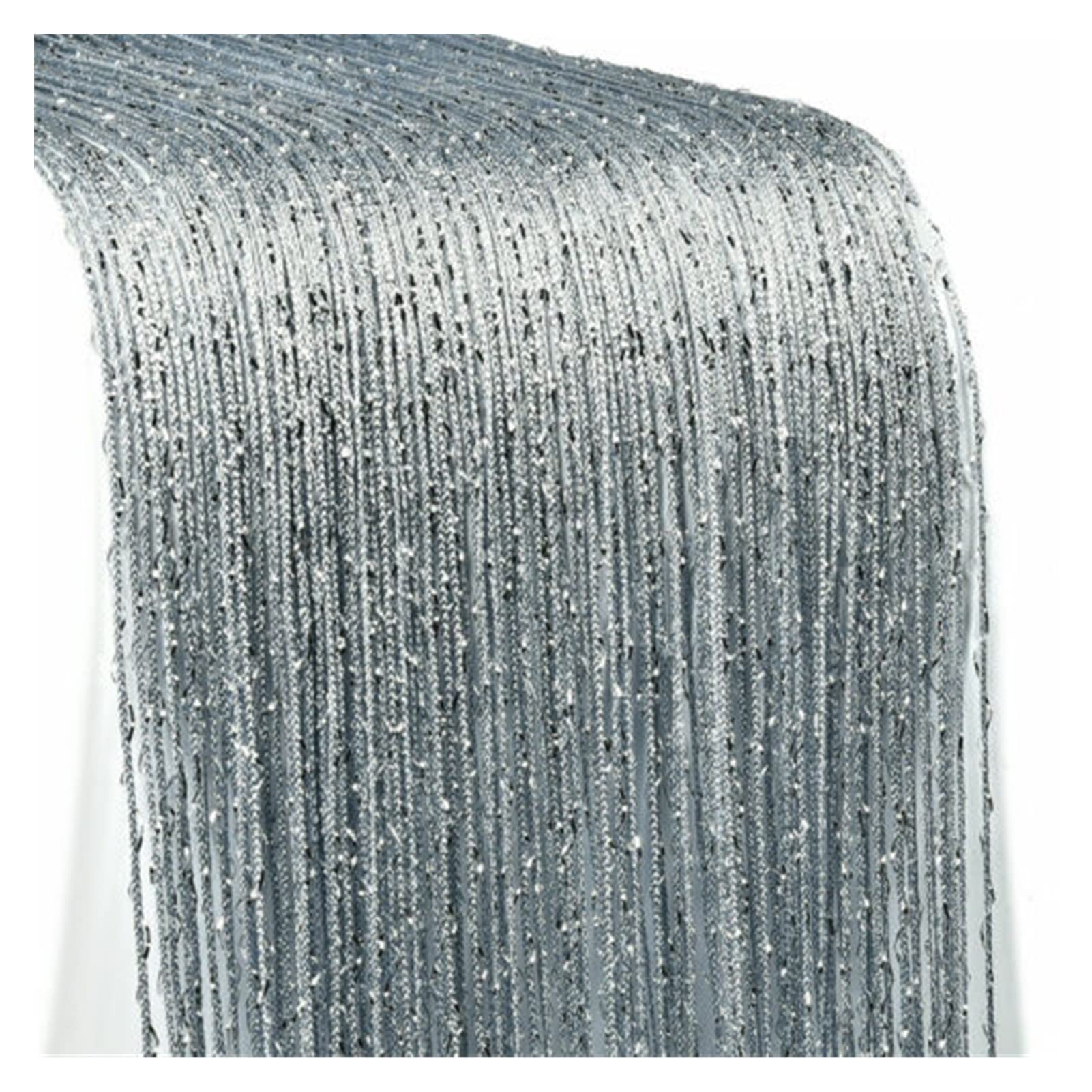 Rideau porte occultant visuel argent 300x200cm anti-regard dcoratif fils