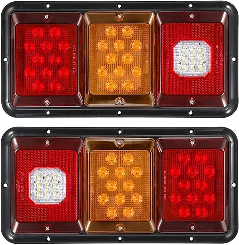 Partsam 2 x luces traseras LED triples 45 LED rectangulares de montaje horizontal vertical LED remolque, camión, caravana, parada, luces traseras de