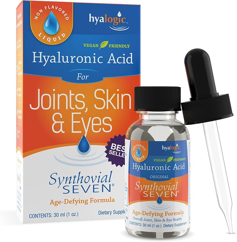 Hyalogic Synthovial Seven HA Joint & Skin Supplement, Vegan-Friendly, 1oz | High Molecular Weight Liquid Formula Supports Hydration, Easy Daily Serving