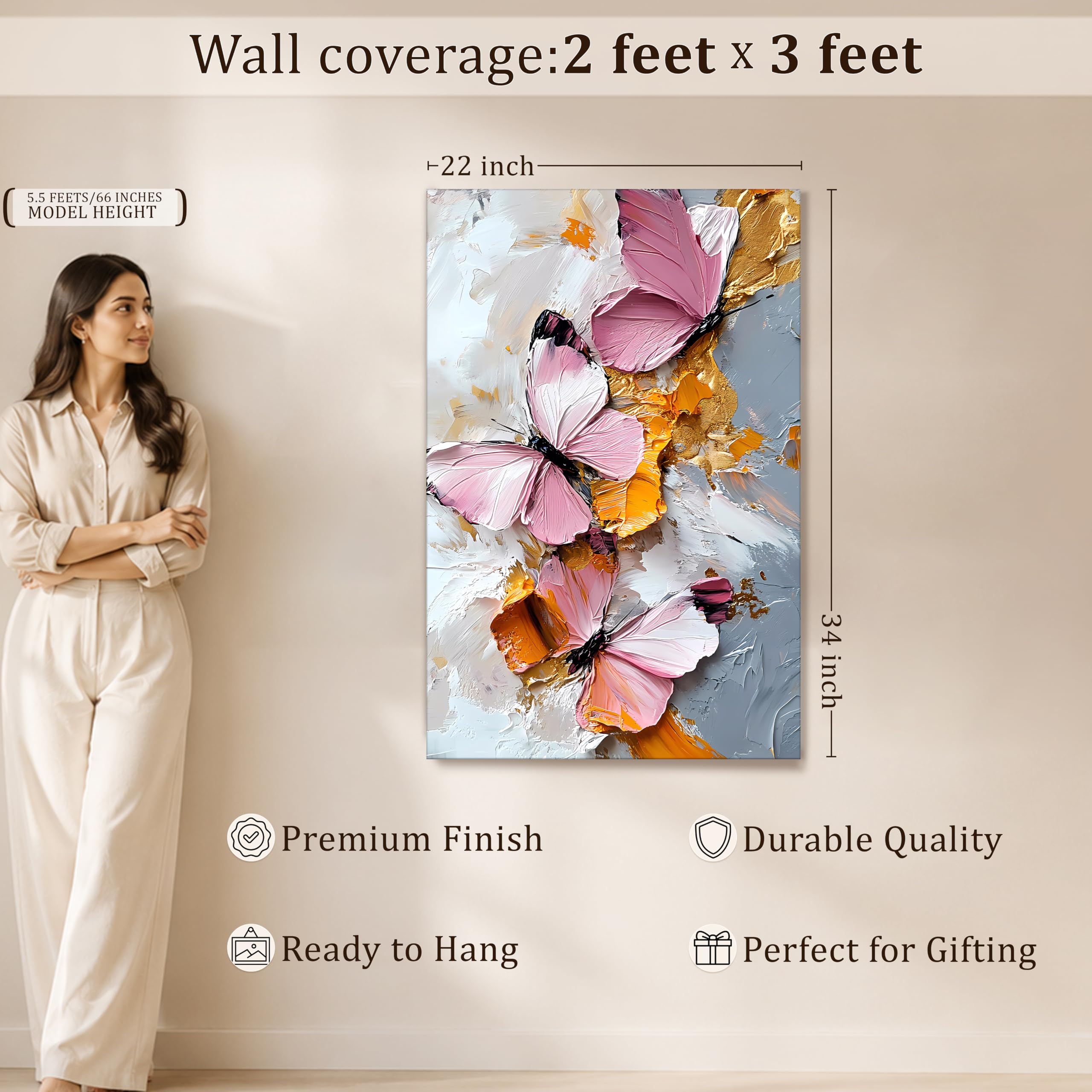 Butterfly Floral Canvas Art - Stunning Wall Decor -3