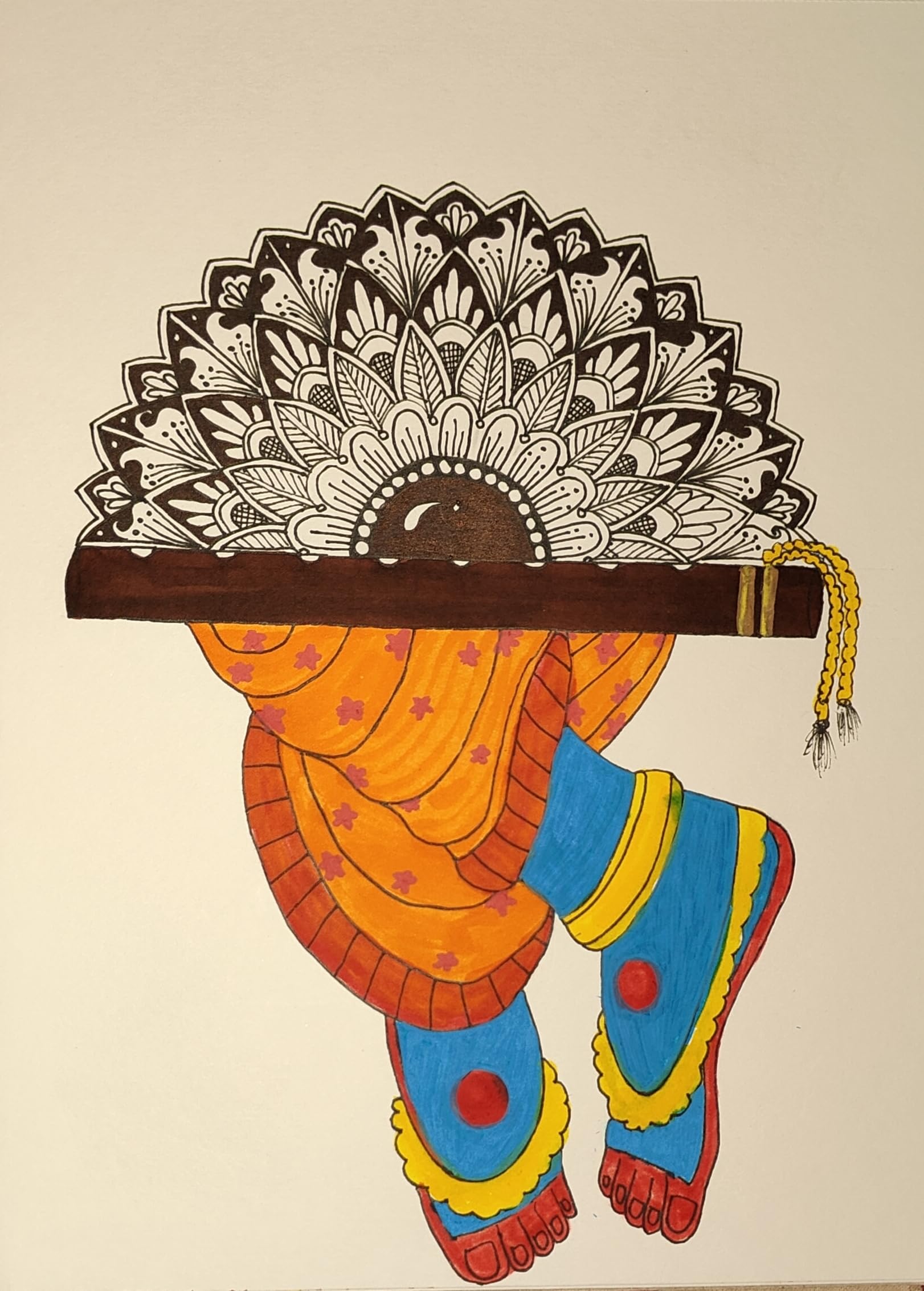 Mandala art with krishna painting handmade