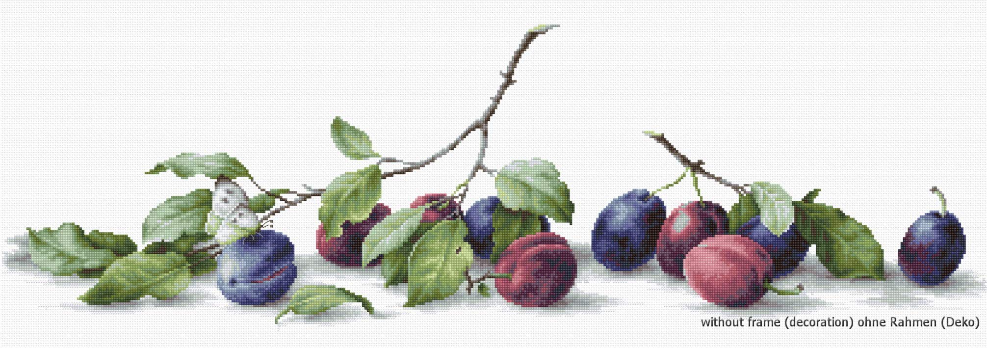 Luca-S counted Cross Stitch kit ""Plums"", 57,5x18cm, DIY