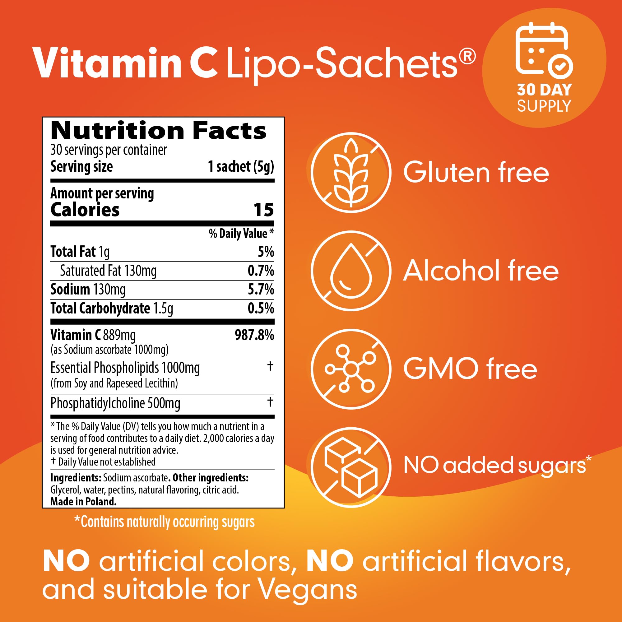 Amazon.com: AFT Pharmaceuticals Lipo-Sachets Liposomal Vitamin C - 1,000mg  Per Serving for Immune and Collagen Support - High Absorption - GMO Free,  No Added Sugar, Vegan