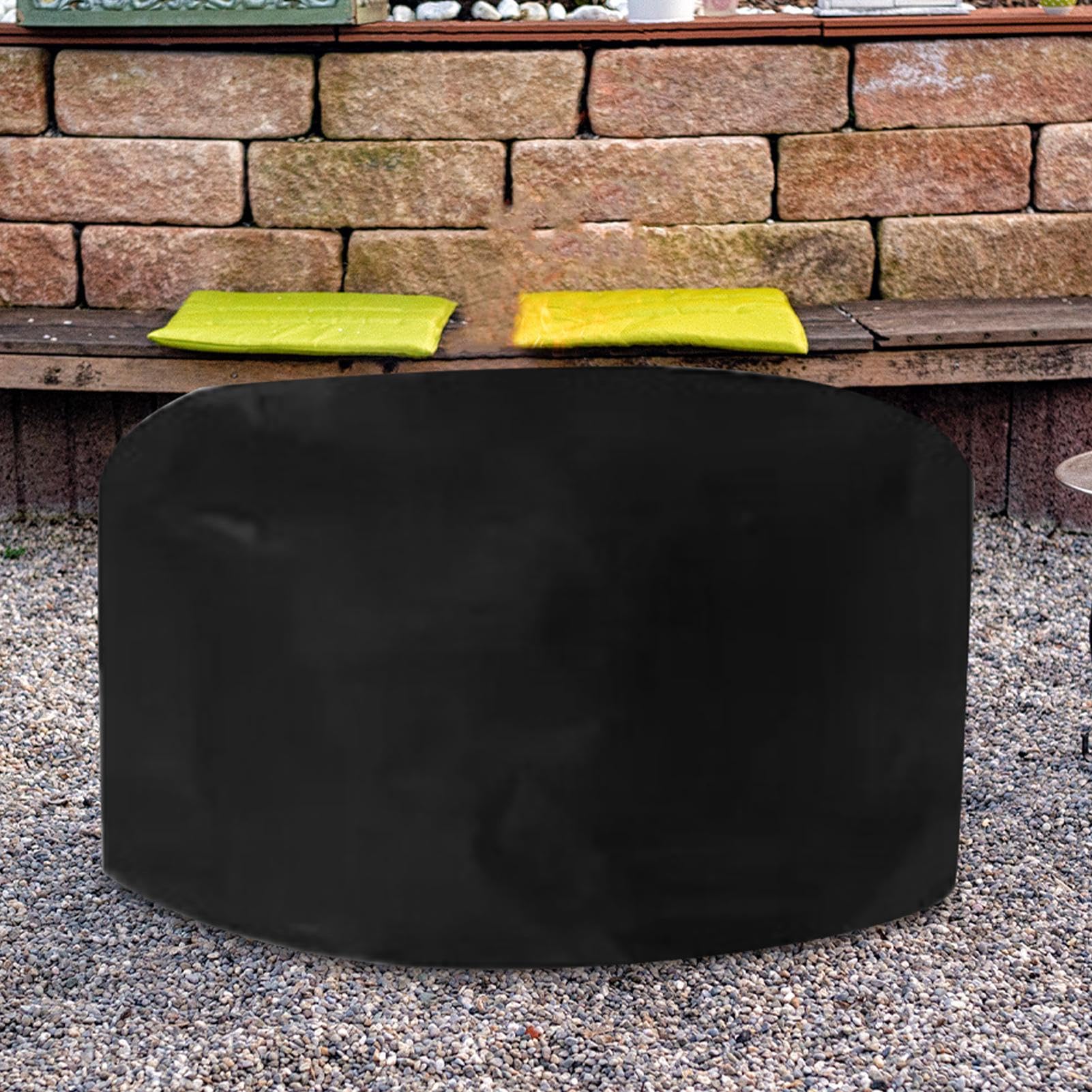 Outdoor Fire Pit Cover - Waterproof 210D Oxford Fabric, Heavy Duty Round Shield, Windproof Drawstring Secure Guard, Durable Patio Fireplace Storage Cover | Reliable Weather Protectio — view 3