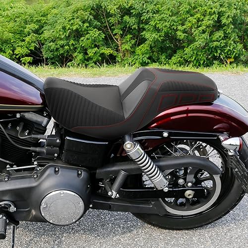 Vista 94 de Asiento de motocicleta para conductor y pasajero, apto para Harley Dyna Wide Glide Low Rider Street Bob Fat Bob FXDF Super Glide Custom FXDC