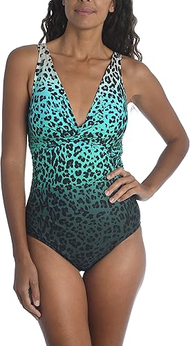 La Blanca Bañador de una pieza con cuello en V, Marrón