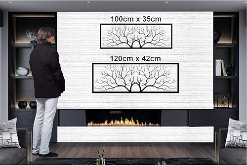 Miniatura 2 de DEKADRON Decoración de pared de metal, arte de pared de árbol, decoración de ramas para el hogar y sala de estar (39 pulgadas de ancho x 14 pulgadas