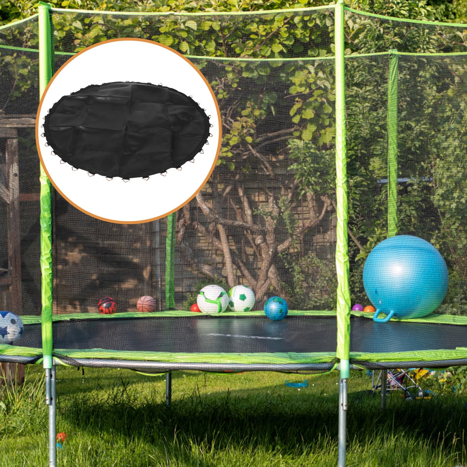 Tappeto elastico rotondo ad alta elasticità, 14 m, con 36 ganci, rete di ricambio in plastica per trampolini esterni, accessorio per fitness sicuro per il gioco attivo