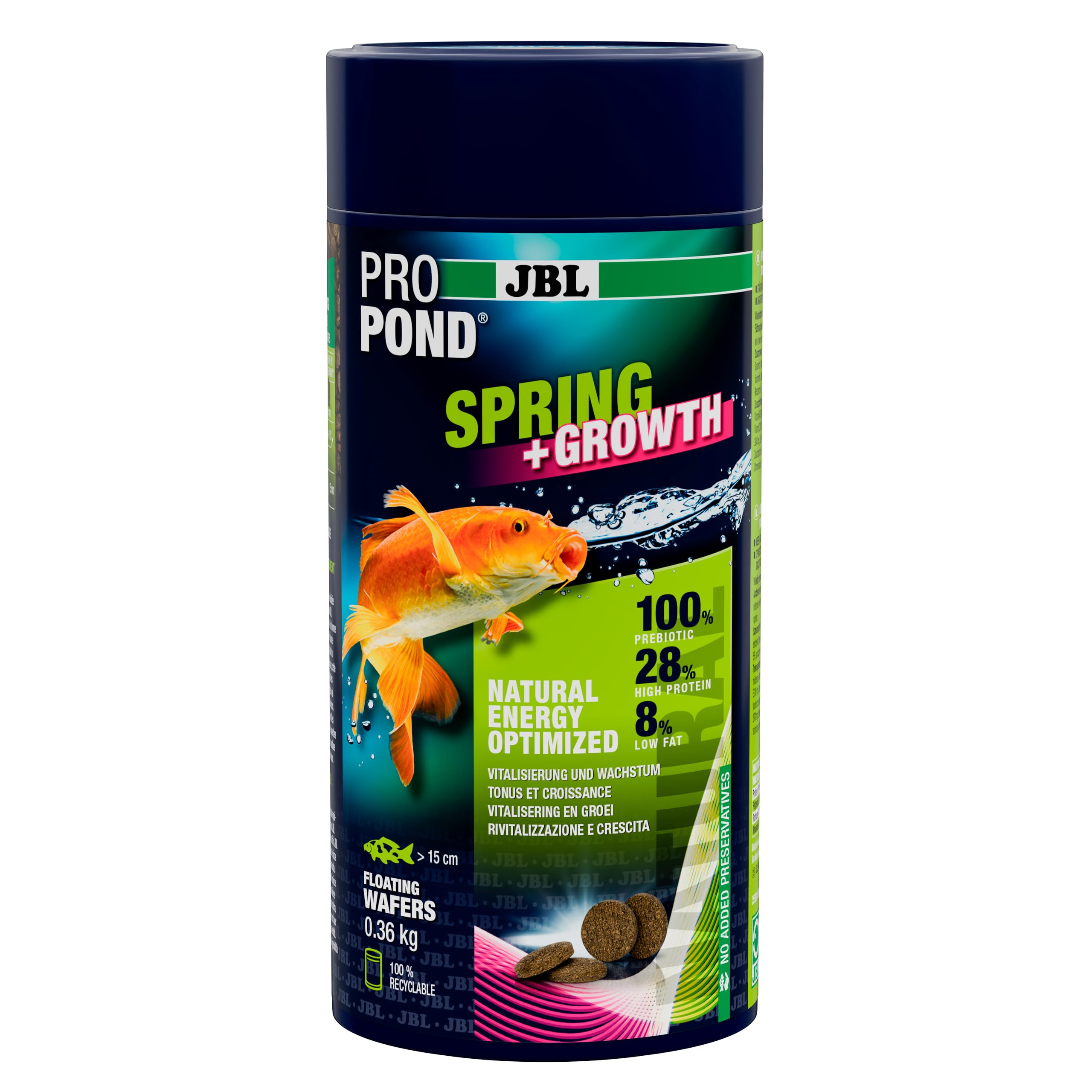 JBL Propond Spring + Growth 0.36 kg (1 L) Spring Food Wafer for Koi and Other Pond Fish Promotes Growth & Strengthens Immune System Floating from 10 °C